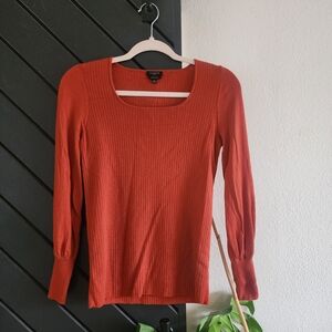 Talbots Rust Merino Wool Square Neck Sweater - Size SP